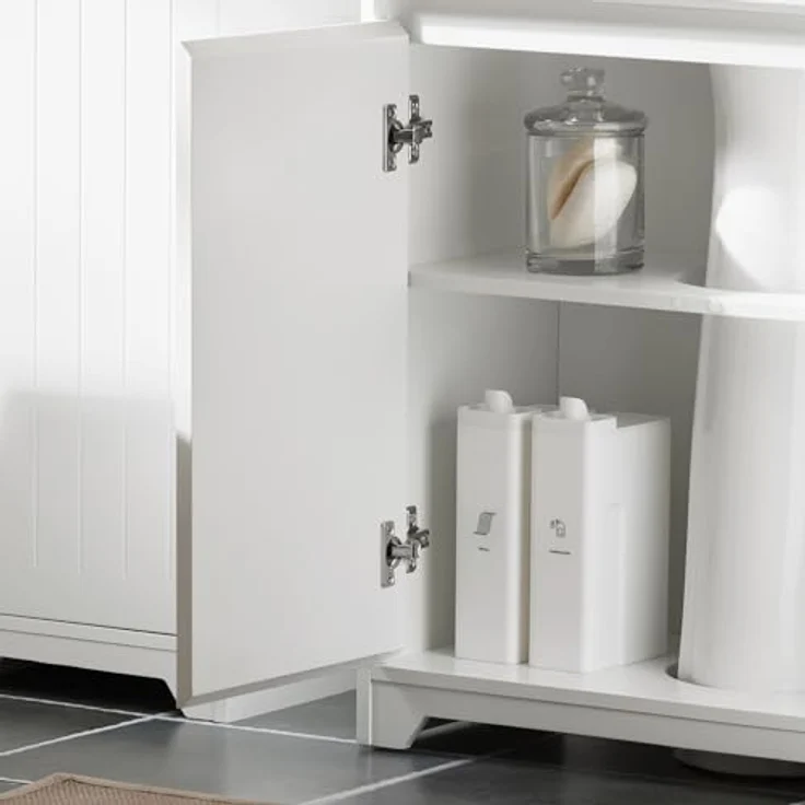 SoBuy Waschbeckenunterschrank BZR108-II-W, 60 cm, 2 Türen, aus MDF in Weiß mit Stauraum für Badutensilien – Bild 5