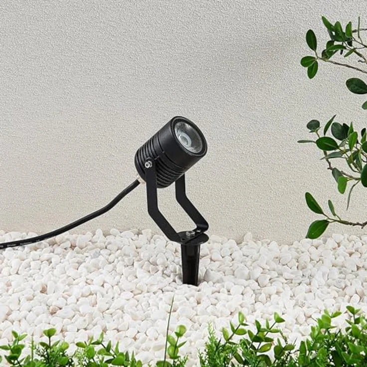 Lindby LED Außenleuchte Maris, 1-flammige Erdspießleuchte in Schwarz aus Metall, IP65, energiesparend – Bild 4