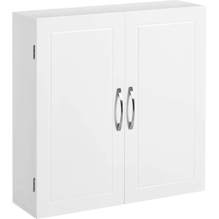 Vasagle Badezimmerschrank, Wandschrank, Aufbewahrungsschrank mit 2 Türen, mit 2 verstellbaren Regalebenen, 60 x 18 x 60 cm, skandinavischer Stil, mattweiß