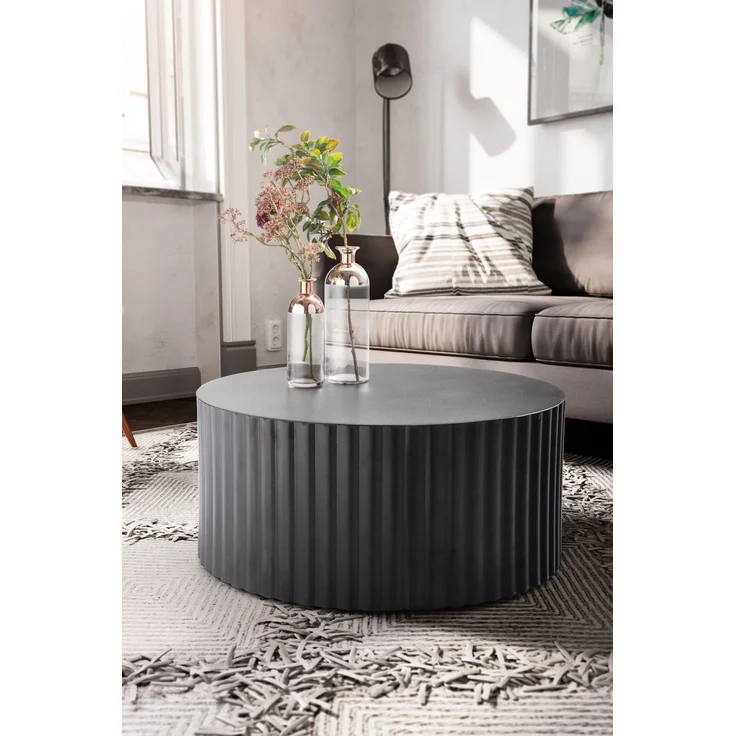 Couchtisch Sofatisch Metall Schwarz 67x67x31 cm Wohnzimmertisch Rund – Bild 3
