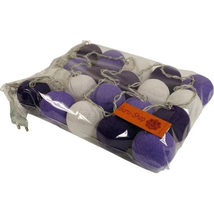 Guru-Shop LED-Lichterkette Stoff Ball Lichterkette, 20`er LED Kugel.. – Bild 3