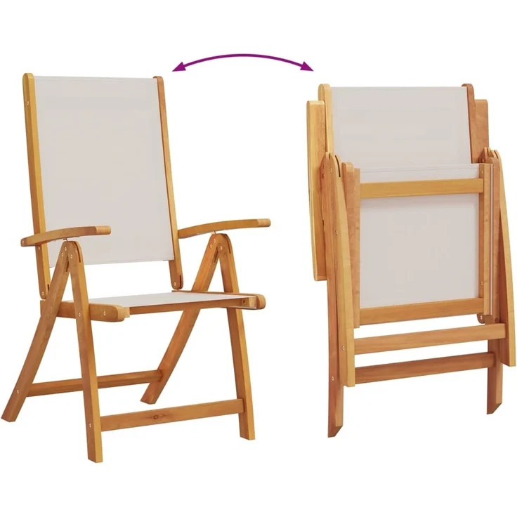 vidaXL Gartenstühle 8 Stk. Klappbar Massivholz Akazie und Textilene 3279240 – Bild 3