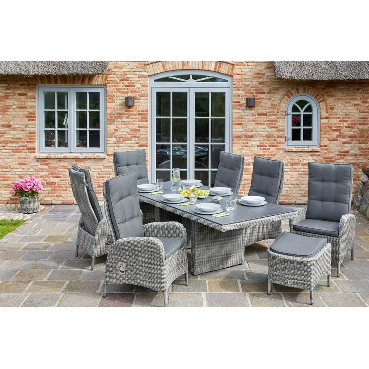 Positionsstuhl Dover Verstellsessel Gartenstuhl Esstischstuhl Steingrau – Bild 7