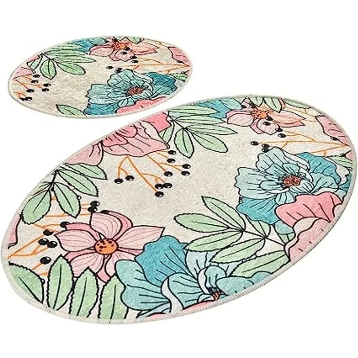 Badezimmerteppich-Set (2-teilig) Blumen