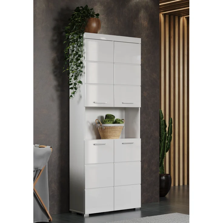 Trendteam 'Amanda' Hochschrank, Holz, Weiß Hochglanz, 190 x 31 x 73 cm – Bild 7