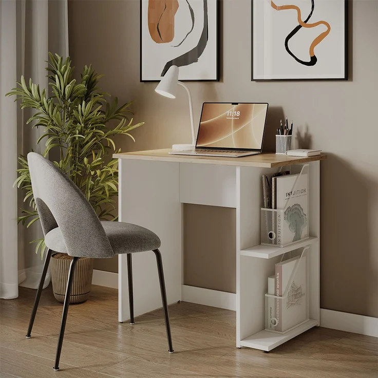 Schreibtisch Simple Weiß/Artisan 80 x 50 cm Vicco – Bild 6