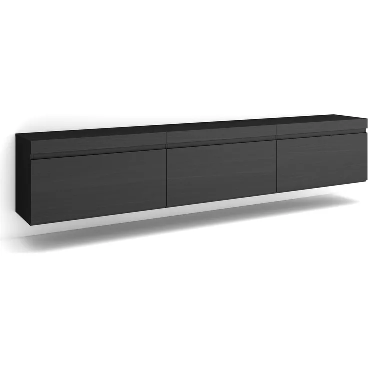 Skraut Home | TV-Schrank, Lowboard | für Wohnzimmer und Esszimmer | 240 x 45 x 35 cm | Hängend | Moderner Stil | Schwarz