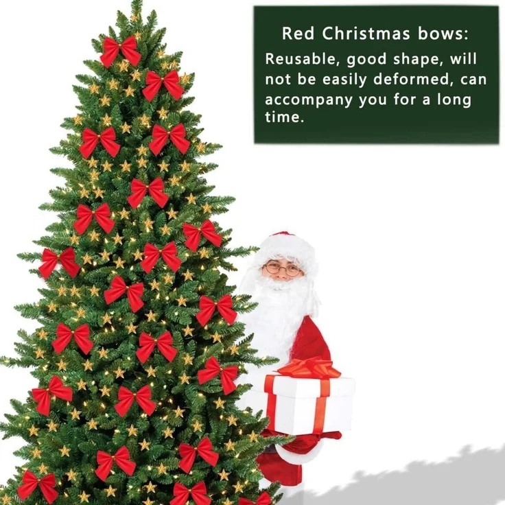 96 Rote Weihnachtsschleifen 6cm, Festliche Geschenkschleifen für Weihnachten – Bild 4
