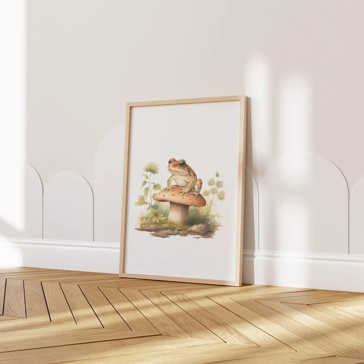 Kinderzimmer Poster Tiere Wald Wasserfarben · Wanddekoration Kinderzimmer Geschenkidee · Wand Deko · Kunst Druck · Deko Print · ohne Rahmen - 40 x 50 cm / Frosch