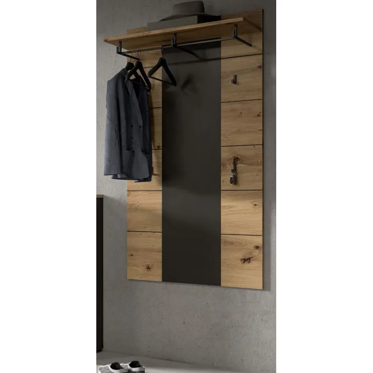 Garderobenpaneel Cooper in Eiche und grau 80 x 141 cm