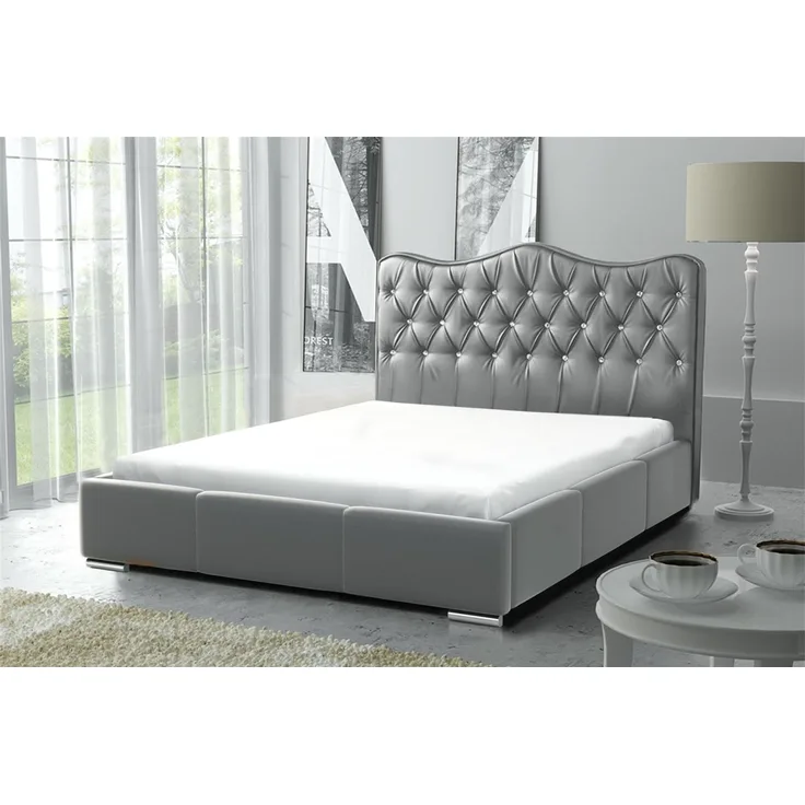 Polsterbett Bett Komplettset SULTAN Kunstleder Grau 160x200 cm