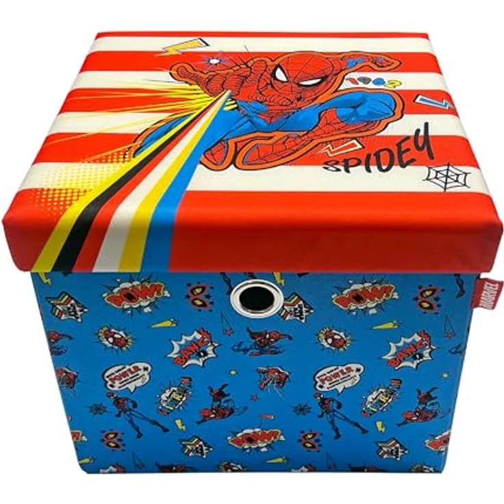 Spider-Man Ottomanen-Aufbewahrungsbox, faltbar, quadratische Spielzeugtruhe, Box mit Deckel für Kinder, Fußhocker, belastbar bis zu 30 kg – Bild 2