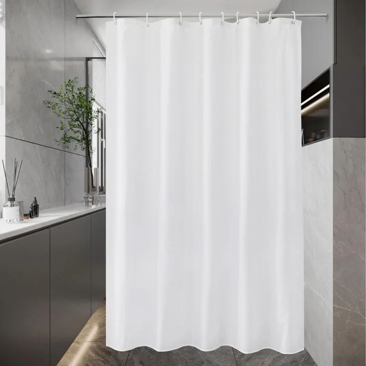Weiß Duschvorhang 140x200 cm Textil Stoff Wasserdicht Badvorhang Anti-Schimmel