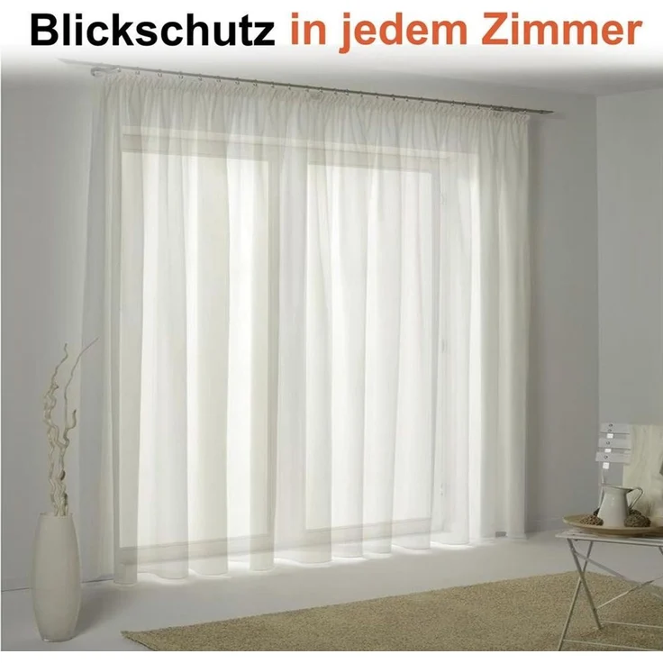 Foxx Vorhang mit Kräuselband für Schienen, transparente Moderne XXL Gardinen, Schiebegardinen Langstore Voile mit eingenähtem Bleiband – Bild 1
