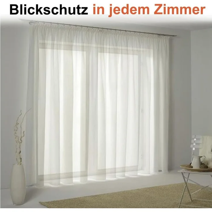 Foxx Vorhang mit Kräuselband für Schienen, transparente Moderne XXL Gardinen, Schiebegardinen Langstore Voile mit eingenähtem Bleiband