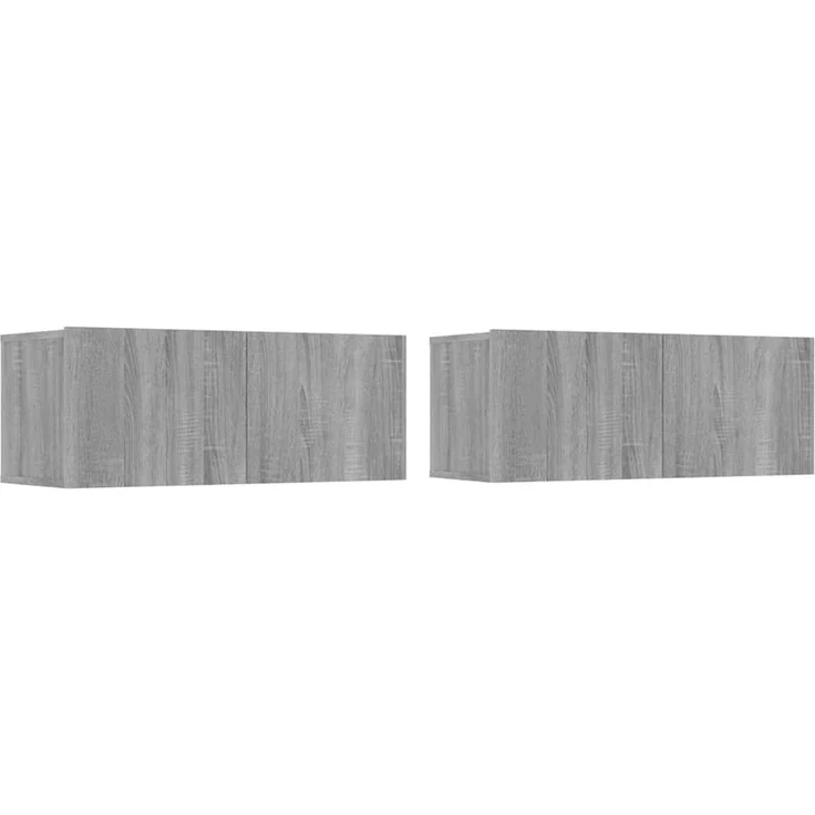 2 pcs TV-Schrank, Lowboard Grau Sonoma 80x30x30 cm Holzwerkstoff – Bild 2