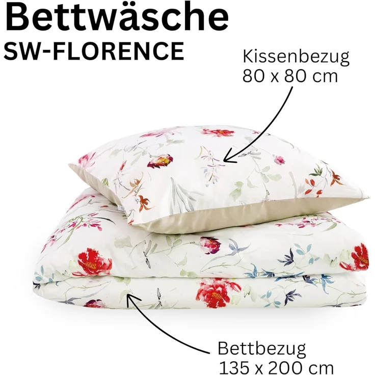 SCHÖNER WOHNEN-Kollektion Bettwäsche FLORENCE Satin Bettwäsche, Baumwolle, 1 teilig, 135 x 200 cm in Multi – Bild 4