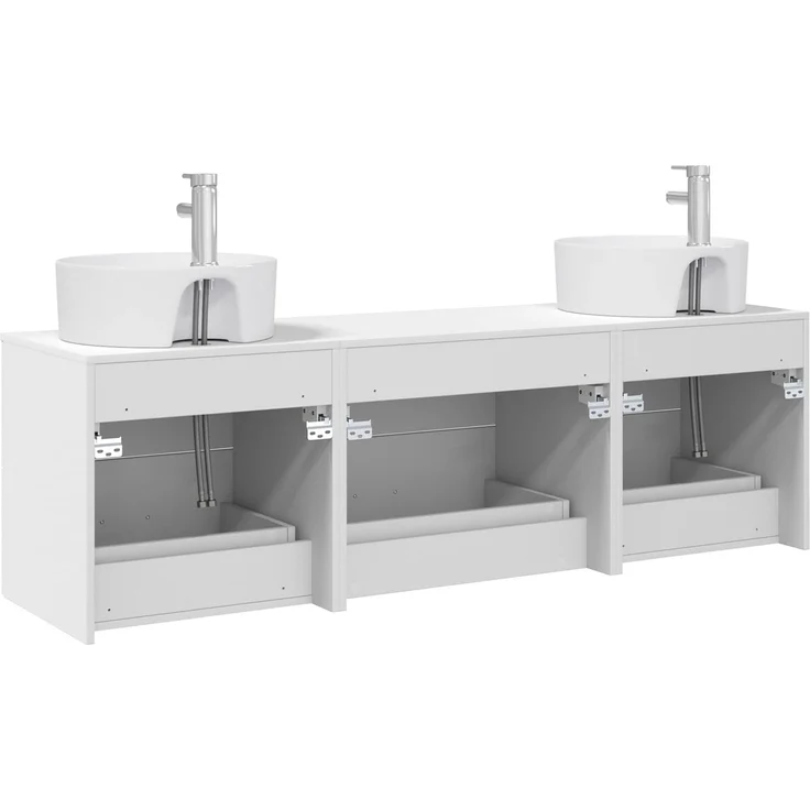 vidaXL Wandmontiertes Badezimmerschrank-Set 3 stk. Weiß 3405867 – Bild 7