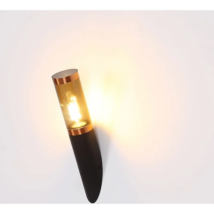 Wandleuchte, Edelstahl, schwarz, rauch, Kupfer, H 41 cm – Bild 10