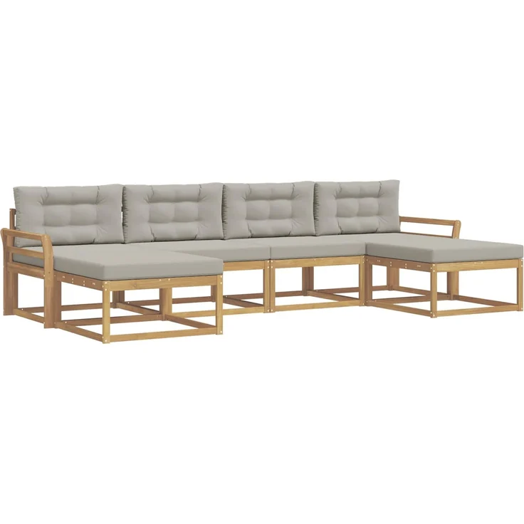 vidaXL Outdoor-Sofagarnitur 6 stk. Weiß und Hellgrau 3386830 – Bild 2
