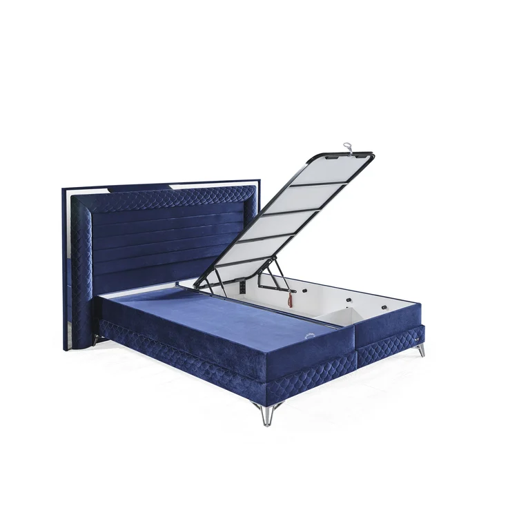 Schlafzimmer-Set "Elara" – Bett mit Bettkasten und Matratze , Nachttisch, Bettbank-Blau – Bild 6