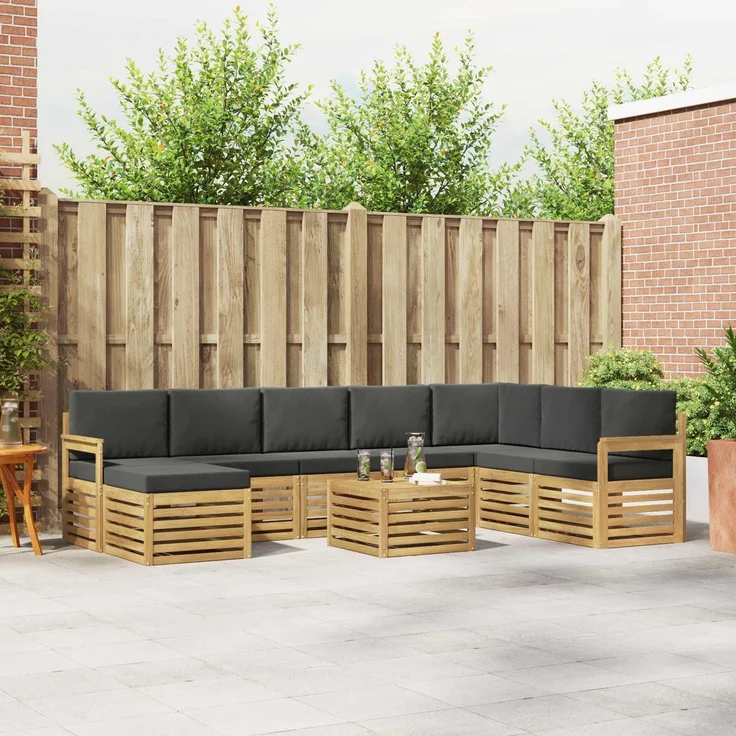 vidaXL Outdoor-Sofagarnitur 9 stk. 8-Sitzer Weiß und Anthrazit 3392342 – Bild 1