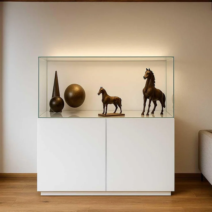 K-Möbel Kunstvitrine, Rechteckig, 100x37x36 cm, Transparentes Glas für stilvolle Präsentation von Sammlerstücken im Wohnzimmer