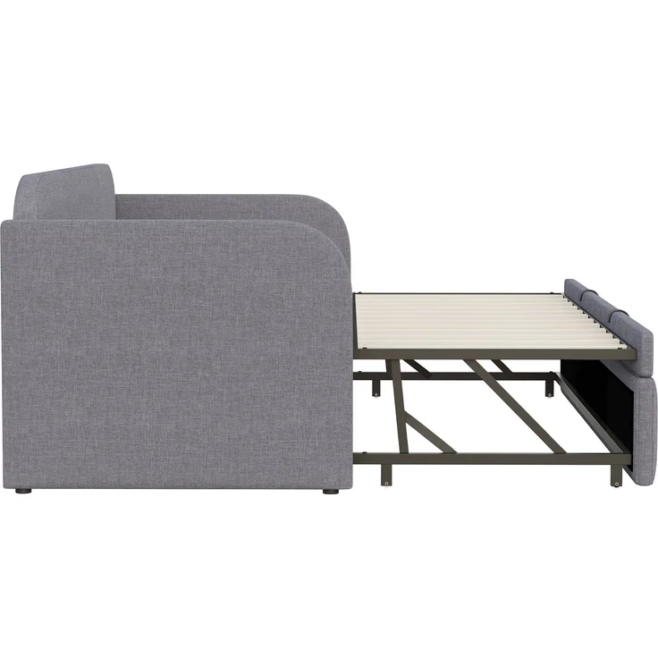 Verlängerbares Schlafsofa 90/180x190 cm mit Leinenbezug, hydraulischem Auszug, Lattenrost, vielseitigem Design,Grau – Bild 8