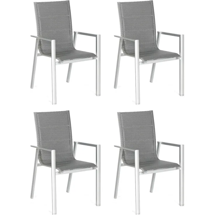 SunnySmart 4er-Set Garten-Stapelstühle Concept Aluminium silber-schwarz Gartenstuhl