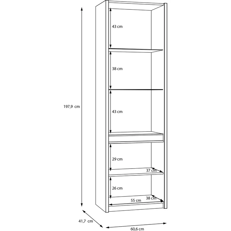 Forte OAK SQUERE Vitrine 60, elegante Wohnzimmervitrine mit 2 Türen, Glasfront und Beleuchtung, Holzwerkstoff, Mauvella Eiche Holzdekor/Sand, 60,6 cm breit x 197,9 cm hoch x 41,5 cm tief – Bild 7