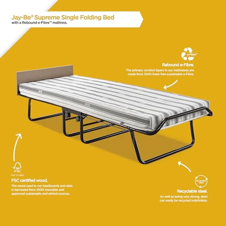 JAY-BE Supreme Folding Bed with Rebound Klappbett, Stahl, Schwarz, 197 x 78 x 51 cm – Bild 6