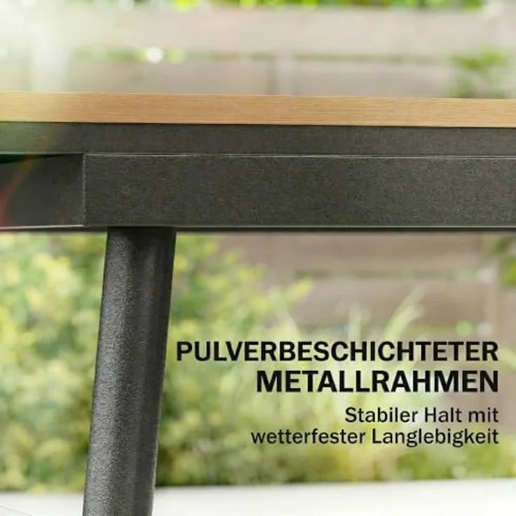 Outsunny Gartentisch Balkontisch mit WPC-Tischplatte Holzoptik verstellbare Füße (Terrassentisch, 1-St, Outdoor Esstisch), für Garten Balkon Terrasse Teak – Bild 6