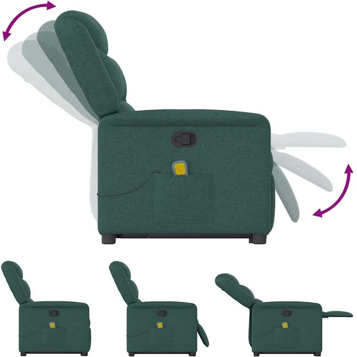 vidaXL Massagesessel mit Aufstehhilfe Dunkelgrün Stoff 3303210 – Bild 8