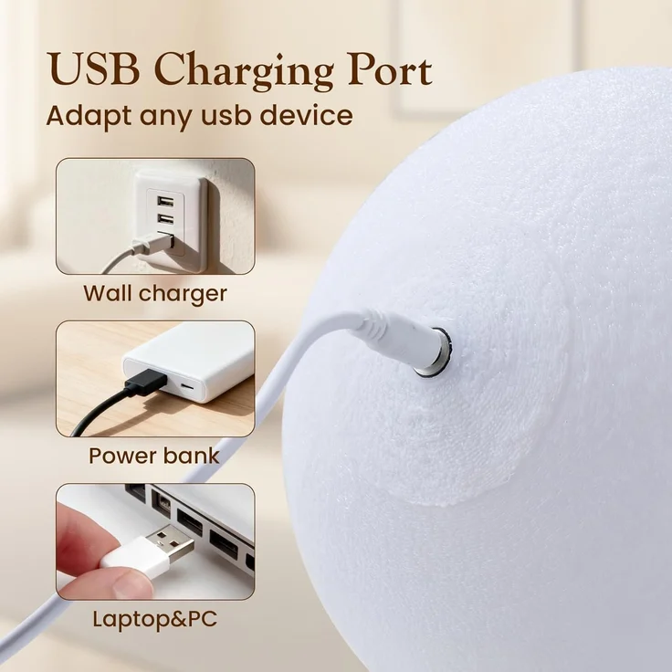EXTSUD LED Nachtlicht 15cm Mond Lampe 16 Farben 3D Mondlampe mit Fernbedienung, Touchschalter eingebaut Batteriebetrieben dimmbar USB Wiederaufladbare, Nachtlampe Schlafzimmer Dekorative Lichter, für Kinder, M15 – Bild 5