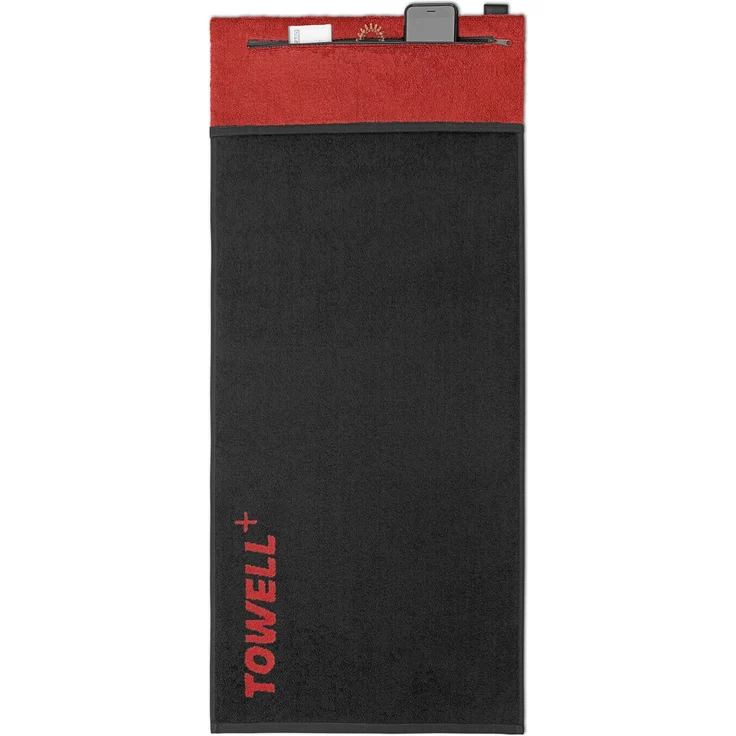 Stryve | Towell + Sporthandtuch | 40x90cm | integrierter Tasche | Rot Schwarz | 100% Baumwolle | ideal für Fitnessstudio & Outdoor-Aktivitäten – Bild 6