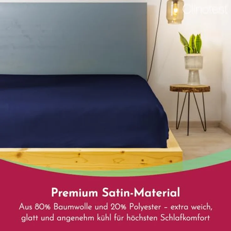 Clinotest Bettlaken Satin, glattes Laken ohne Gummizug in 240x290 cm, Baumwolle, Gummizug: Ohne Gummizug – Bild 5