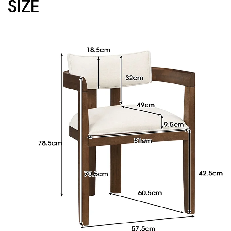 4 Esszimmerstühle aus Massivholz, bequem und atmungsaktiv, geeignet für Esszimmer, Wohnzimmer, Cafés, moderner Stil, Leinenstoff, Walnussholzfarbe--Nussbaum--57.5x60.5x78.5cm--YOUDENOVA – Bild 6