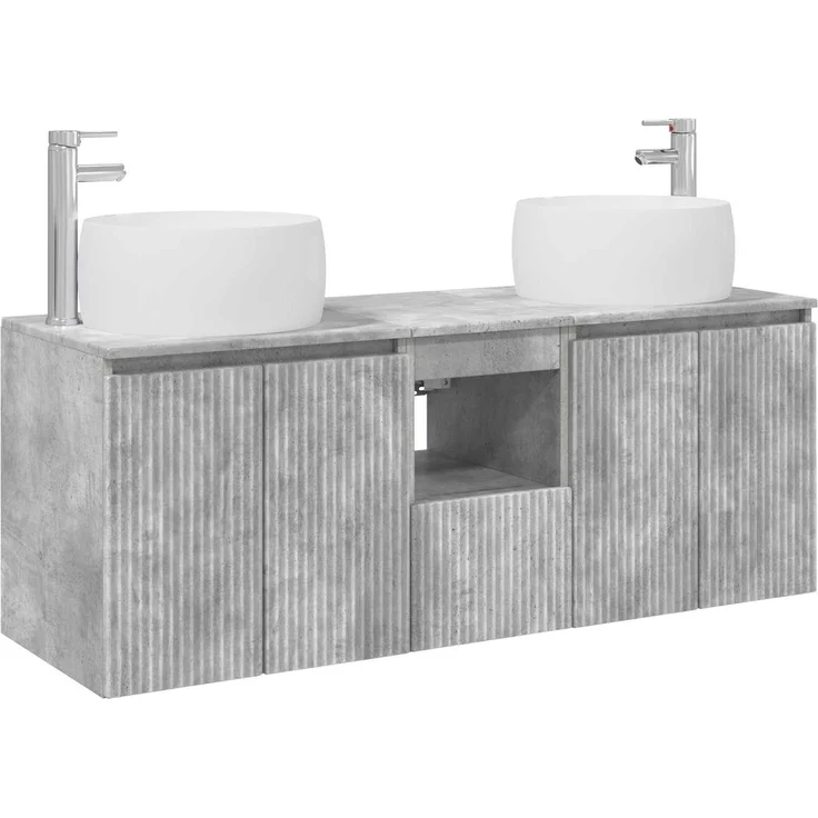 vidaXL Badezimmerschrank-Set 3 stk. Betongrau 129 x 44,5 x 80 cm 3405720 – Bild 2