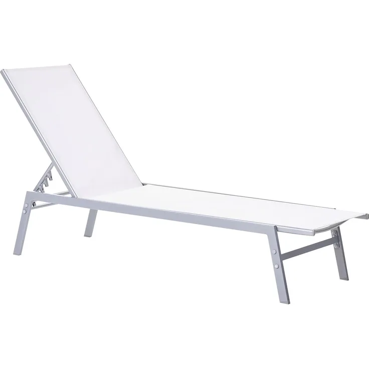 Beliani 'NOLI' Gartenliege, Metall weiß, 53 x 154 x 96 cm