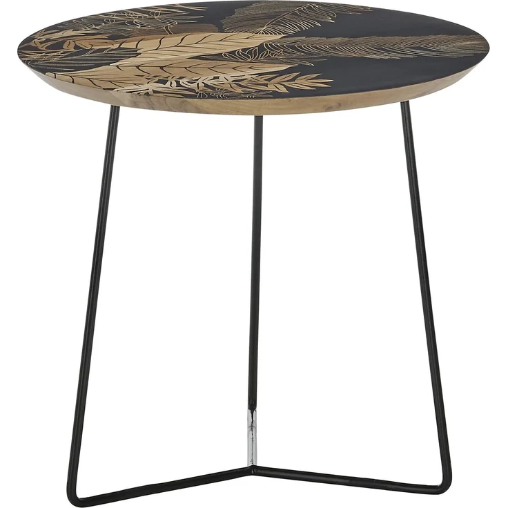 Beistelltisch >MIRANDELA< in floraler Druck, Mango Massivholz - 55x50x55 (BxHxT) – Bild 1