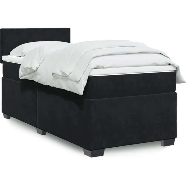 vidaXL Boxspringbett mit Matratze Schwarz 80x200 cm Samt 3288458 – Bild 1