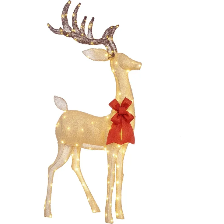Outsunny LED Rentier, Stahl, Polyester, Gold, 66L x 25B x 135H cm