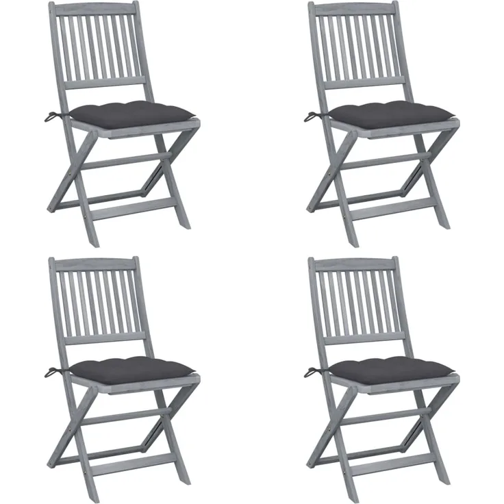 vidaXL Klappbare Gartenstühle 4 Stk. mit Kissen Massivholz Akazie 3064578