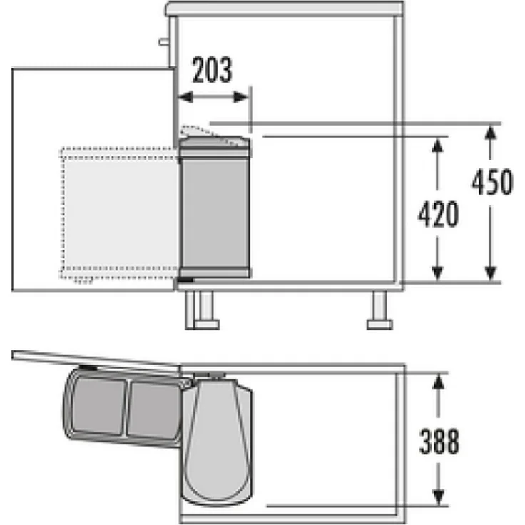 livingpoint24 Einbaumülleimer Hailo Mülleimer Küche, Einbau ab 45cm Schrank, 2-fach Abfalleimer – Bild 3