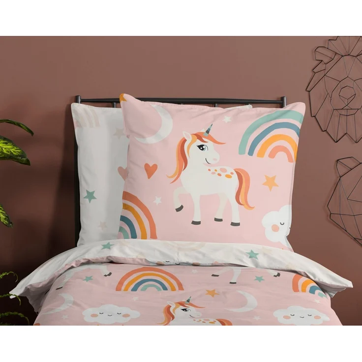 PURE luxury collection Kinderbettwäsche Aina, Microfaser, 2 teilig, 135x200, Pflegeleicht, Reißverschluss, Wendeoptik, Kind, Einhorn, Rosa – Bild 2