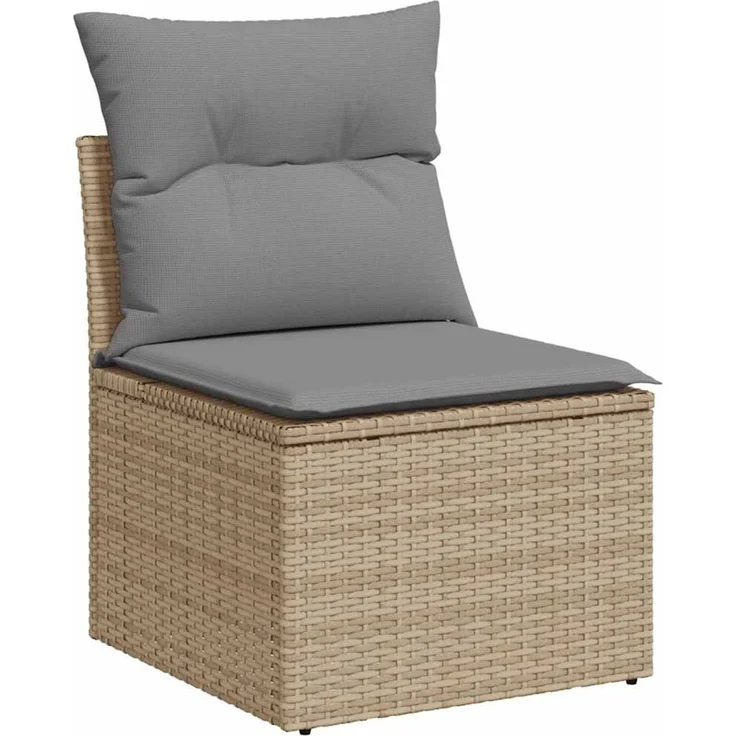 vidaXL 5-tlg. Garten-Sofagarnitur mit Kissen Beige Poly Rattan 3326150 – Bild 3