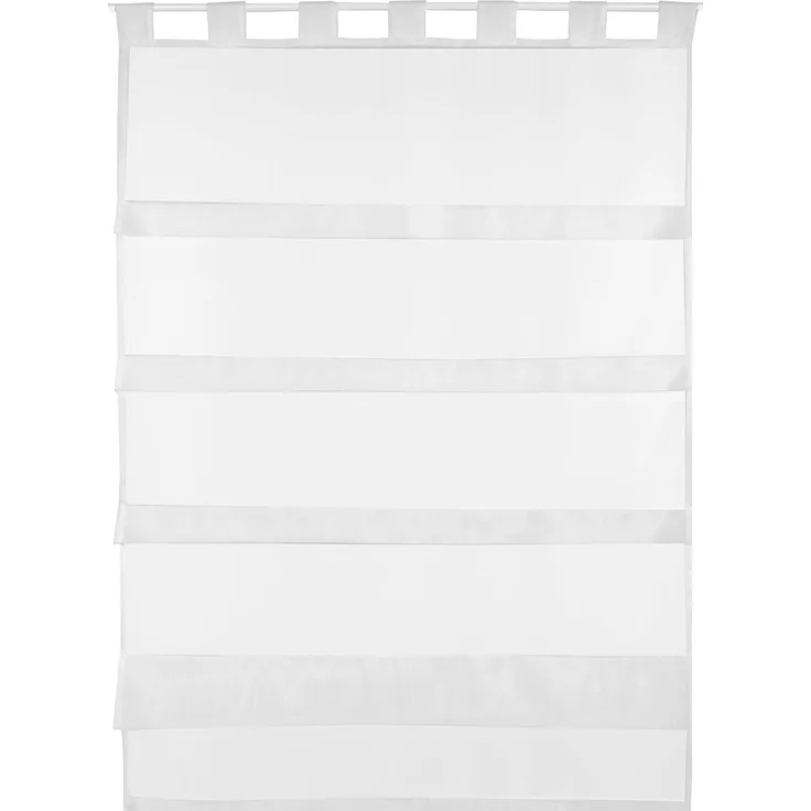 Bestlivings weiße Bistrogardine Transparent mit Schlaufen in 80x110 cm ( BxL ), in vielen Varianten erhältlich