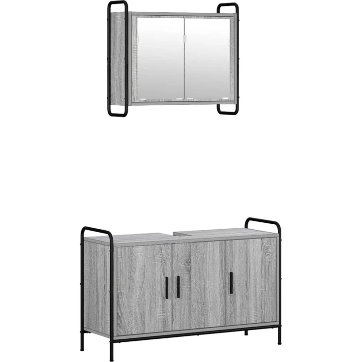 vidaXL Badezimmerschrank-Set 2 stk. Sonoma-Grau 65,5 x 34 x 61 cm 3444480 – Bild 2