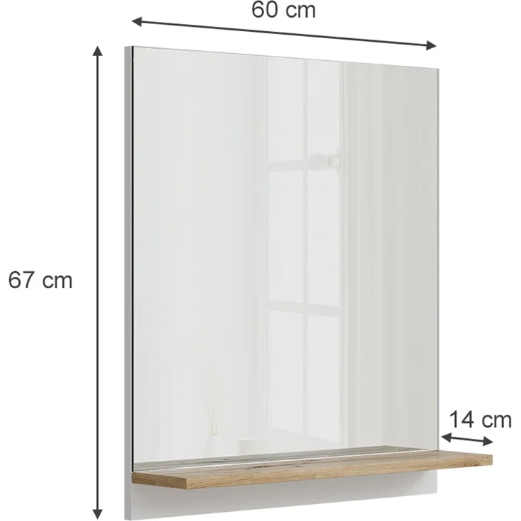 Badspiegelschrank Marelle Weiß/Artisan 60 x 67 cm mit Regal Vicco – Bild 3