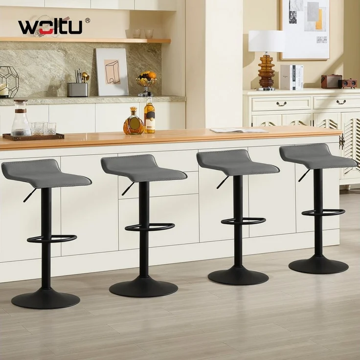 Woltu Barhocker (1 St), Design Hocker stufenlose Höhenverstellung Kunstleder – Bild 1